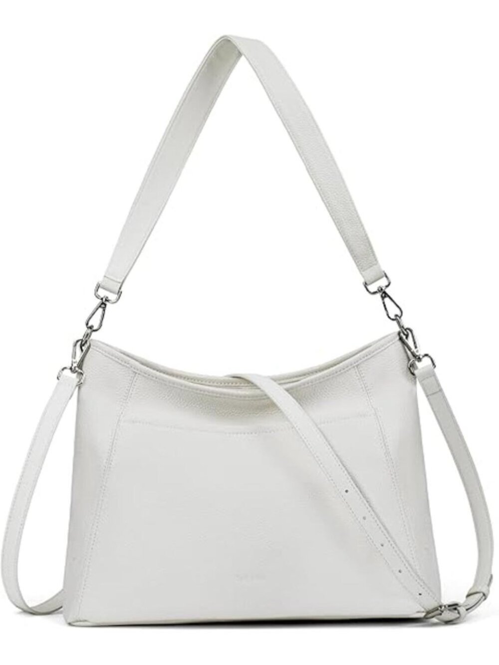 Women's Off-white Soft Leather Hobo Cross-body With 2 Detachable Straps Handbags